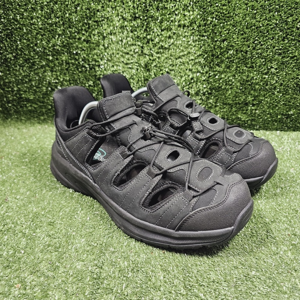 Orthofeet 1105 Saturn Black Leather Stretch Hands Free Sandals Mens 10.5 X Wide